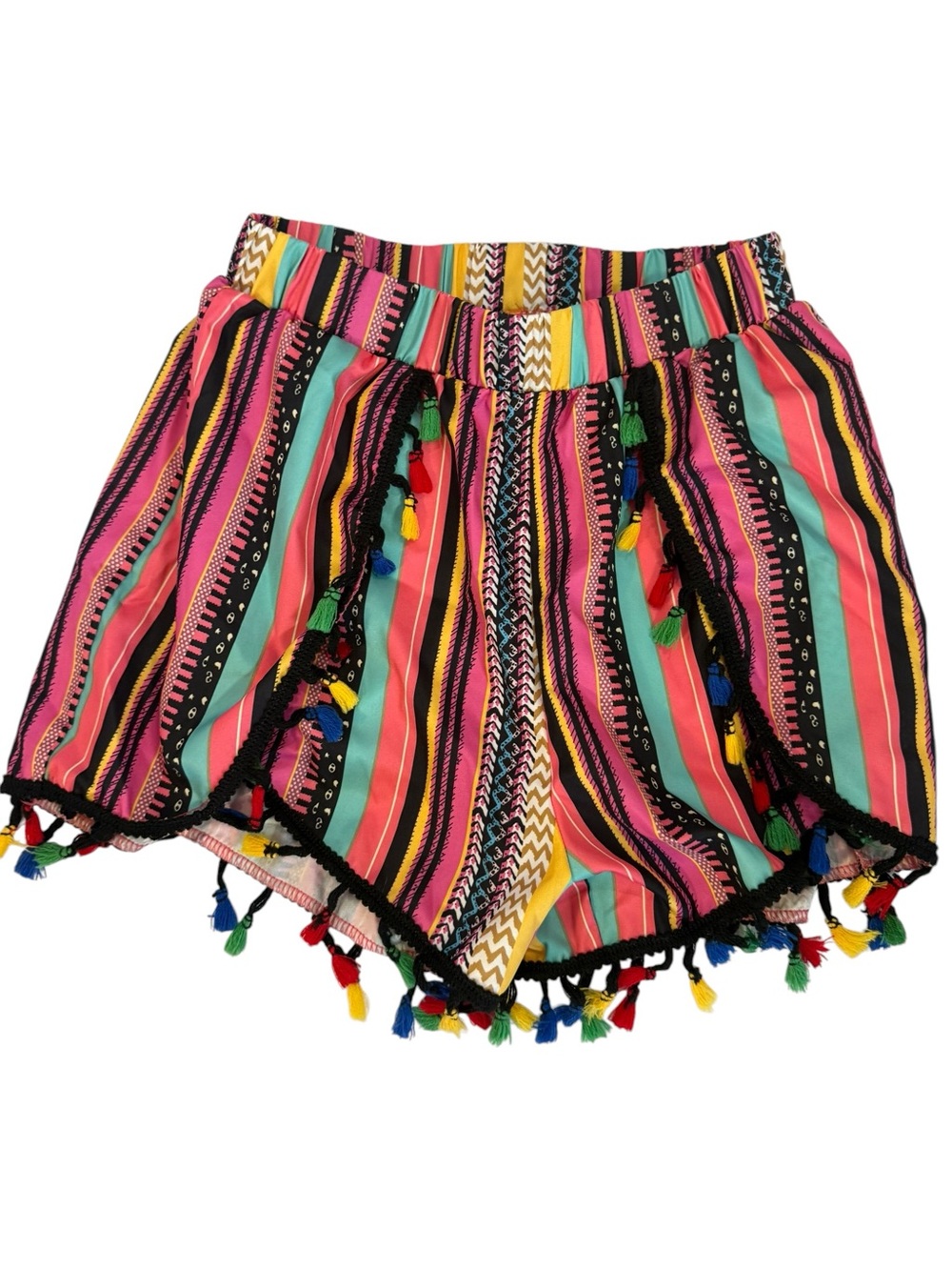Source Unknown Multicolor Striped Tassel Shorts